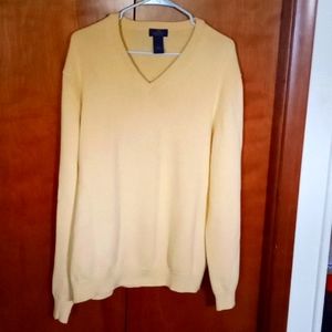 EUC Brooks Brothers 346 Supima Cotton V -neck Yellow Sweater Men's Size Large